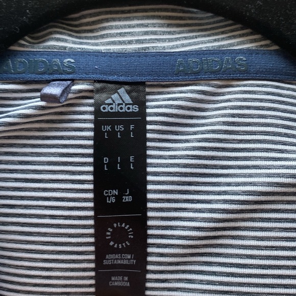 Mens Grey Stripe Adidas Golf Shit- Size L - Picture 2 of 4